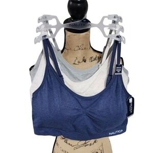 Nautica 3pk sport active athletic workout lounge bras bralettes plus size 3X new